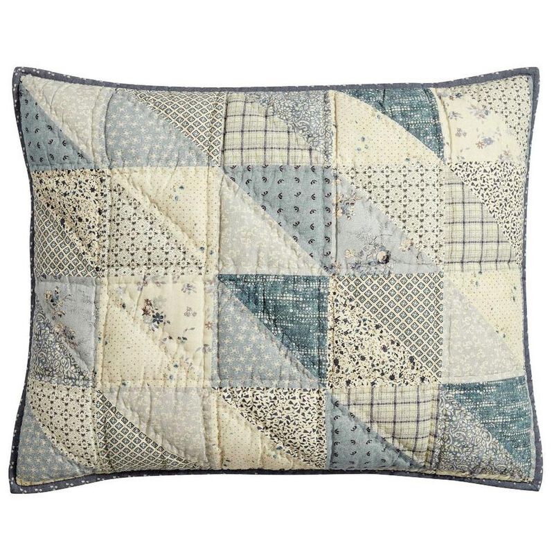 Pottery Barn Ellis Reversible Quilt Shams Standard Blue Multi image number 0